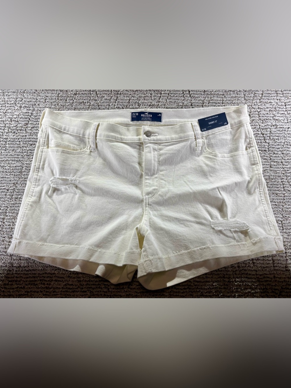 NWT Hollister Women’s Size 21/20 White High-Rise 3”‎ Jean Shorts